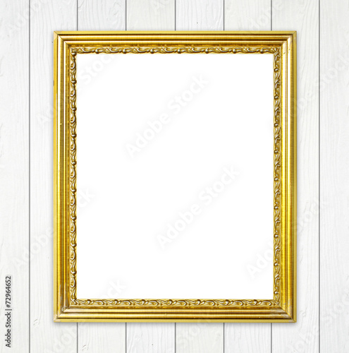 Wallpaper Mural golden frame on wood wall background Torontodigital.ca