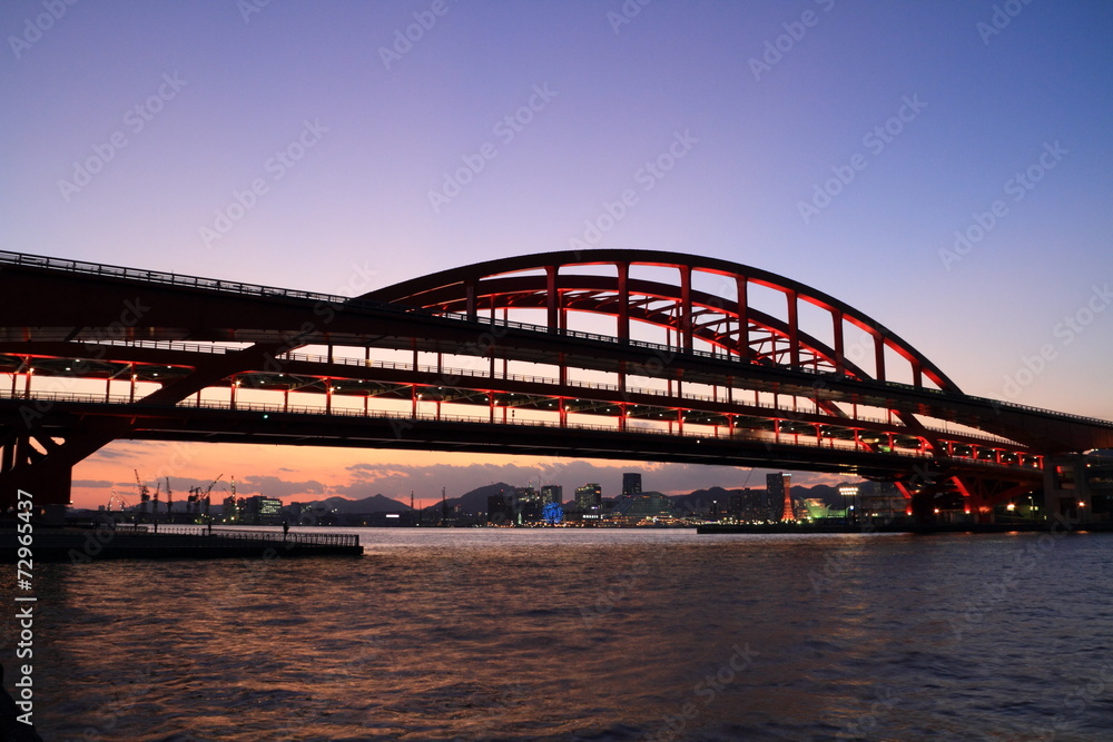 Obraz premium 神戸大橋夕景