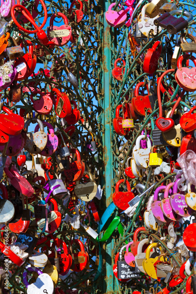Love locks tree in Moscow Russia