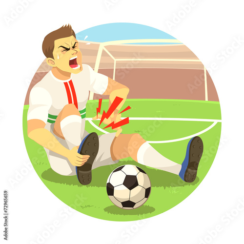Injured Soccer Player. Soccer player got injured on his foot.