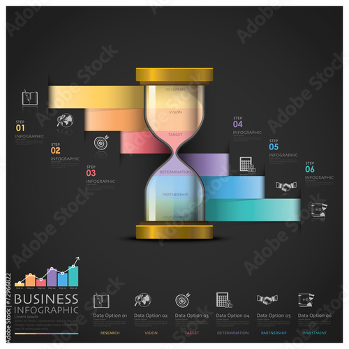 Sandglass Money And Financial Business Staircase Step Infographi photo