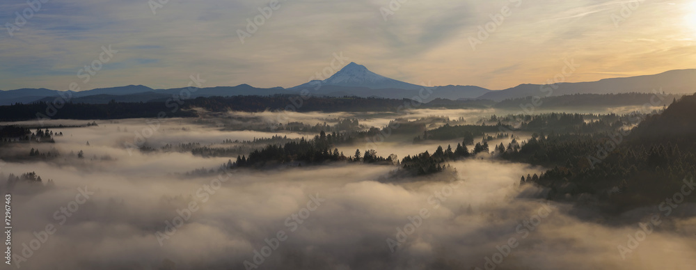 Sunrise over Mount Hood and Sandy River One Early Autumn Morning