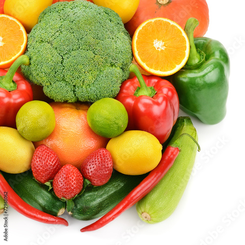 fruits and vegetables isolated on white background