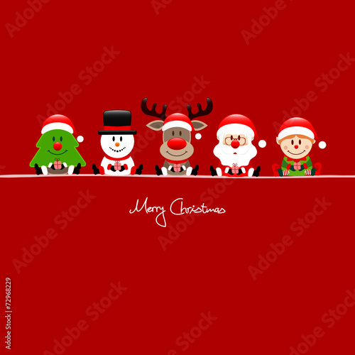 Tree, Snowman, Rudolph, Santa & Elf Gift Red © Jan Engel