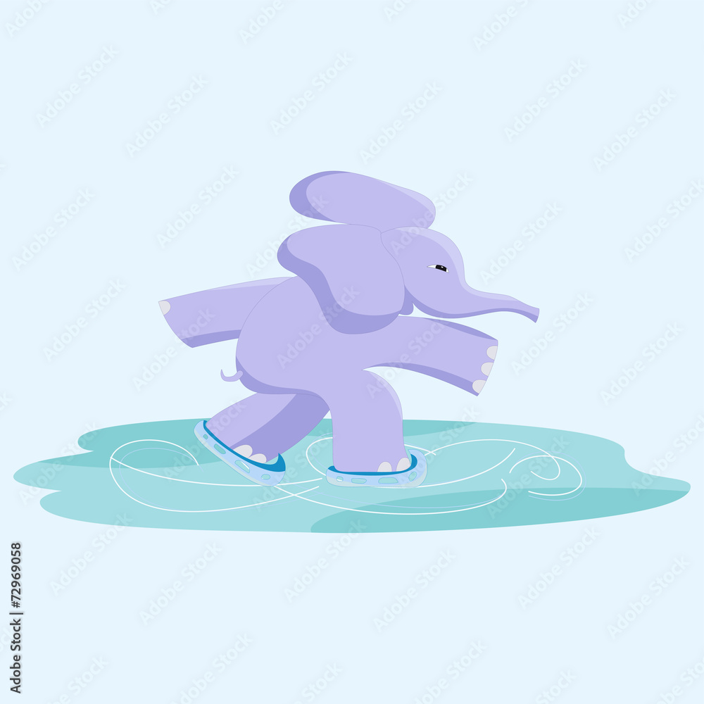 слон катается на коньках