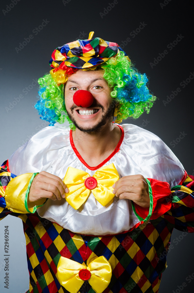 Funny clown in colourful costume Funny clown in colourful costume