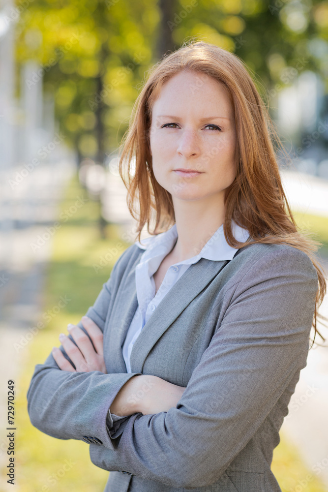 Serious Businesswoman in a City Serious Businesswoman in a City