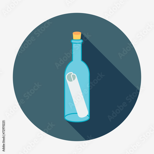Pirate or sea icon, bottle mail.