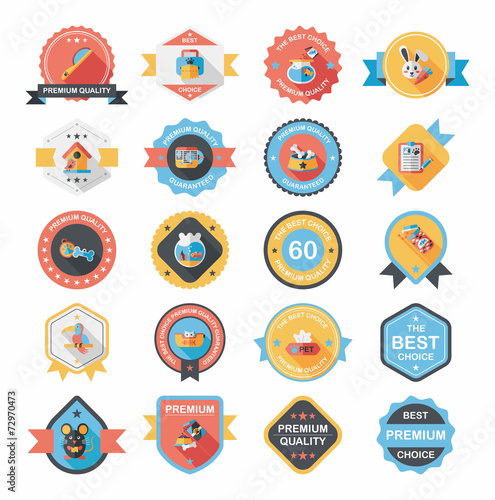 Pet badge flat banner design background set, eps10