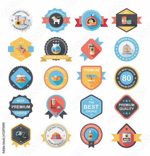 Pet badge flat banner design background set, eps10