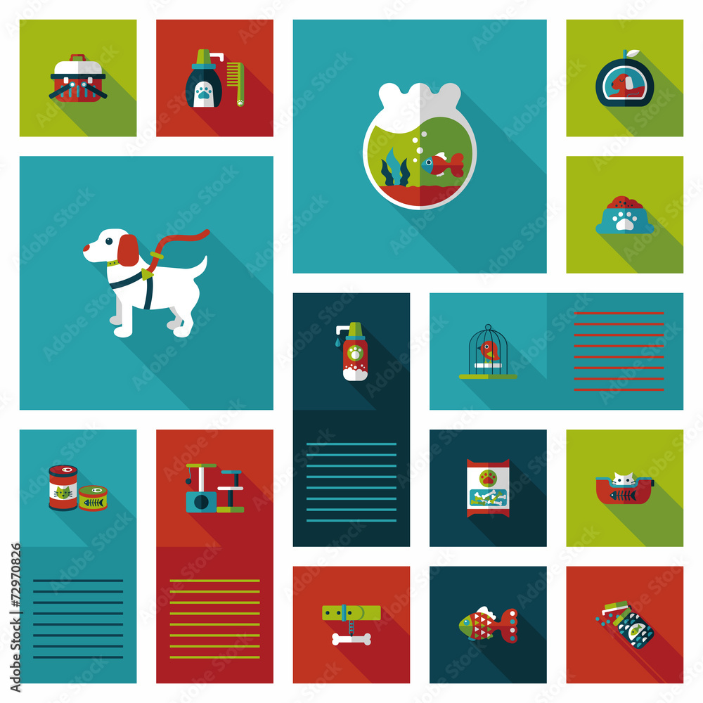 Fototapeta premium Pet ui flat design background set, eps10