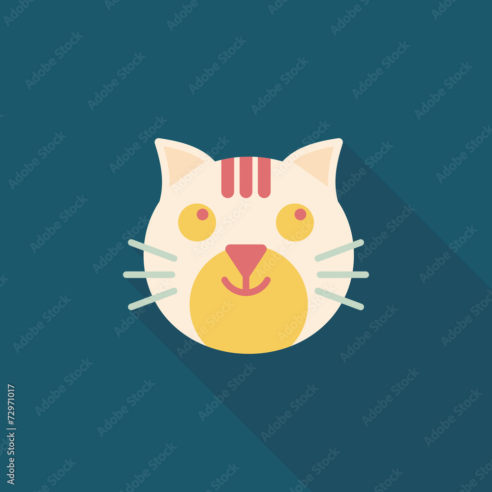 Pet cat flat icon with long shadow,eps10 Pet cat flat icon with long shadow,eps10