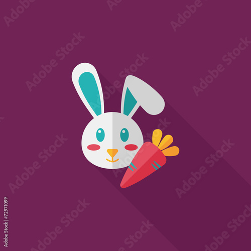 Pet rabbit flat icon with long shadow eps10