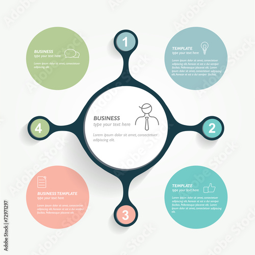 Round infographic template. Network banner. Vector.