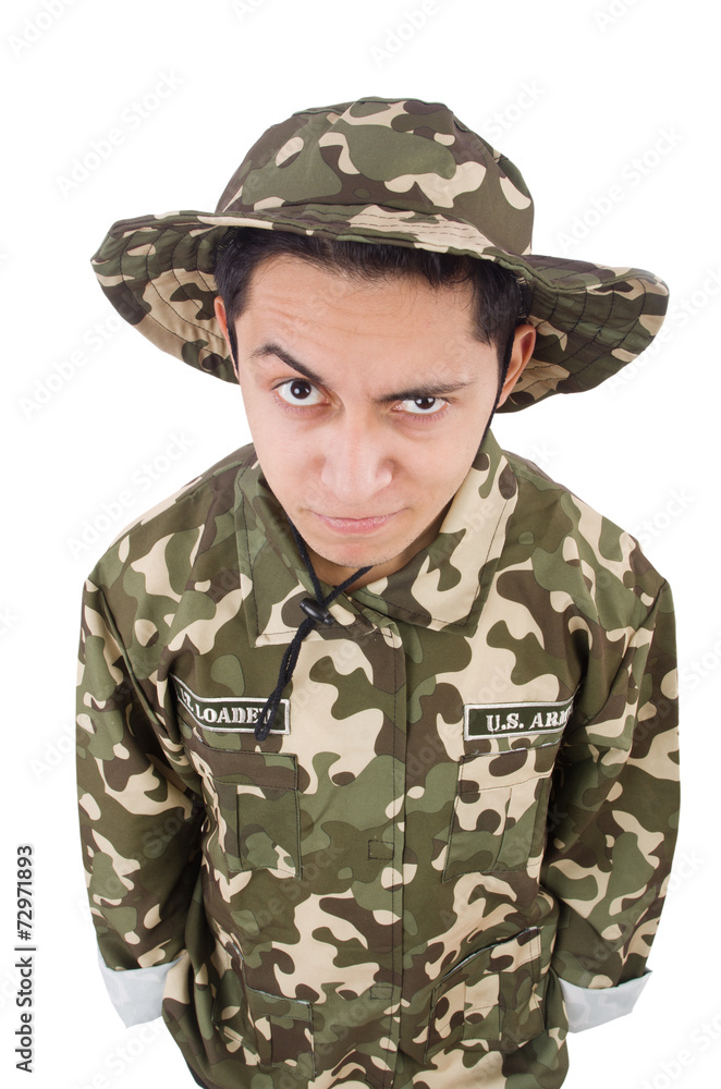 Funny soldier in military concept Funny soldier in military concept