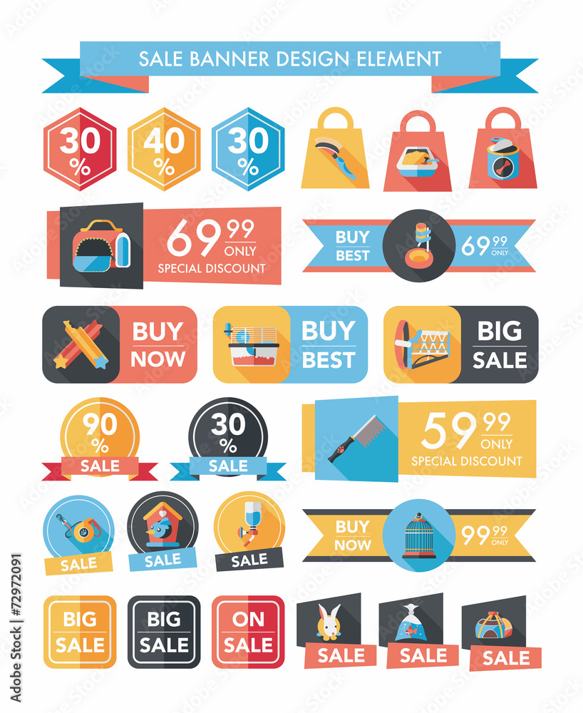Pet sale banner flat design background set, eps10 Pet sale banner flat design background set, eps10