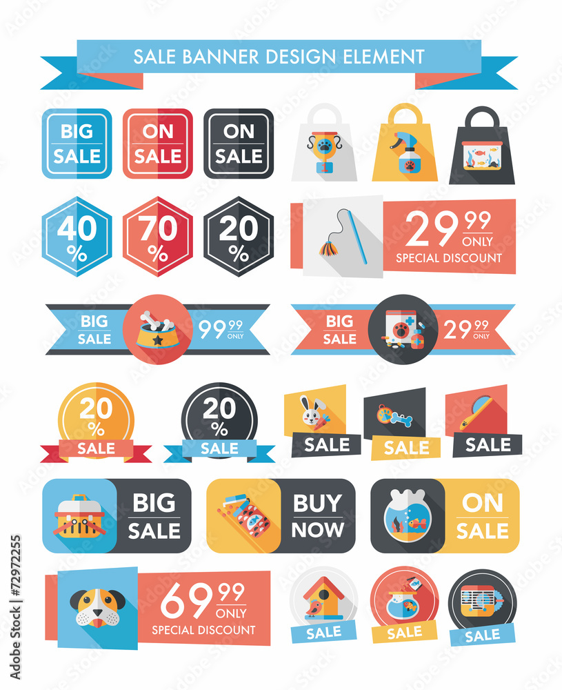 Pet sale banner flat design background set, eps10 Pet sale banner flat design background set, eps10