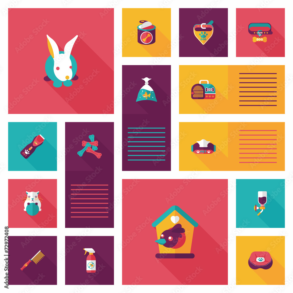 Obraz premium Pet ui flat design background set, eps10