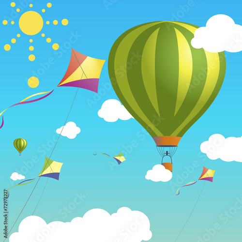 Illustration balloon and kite