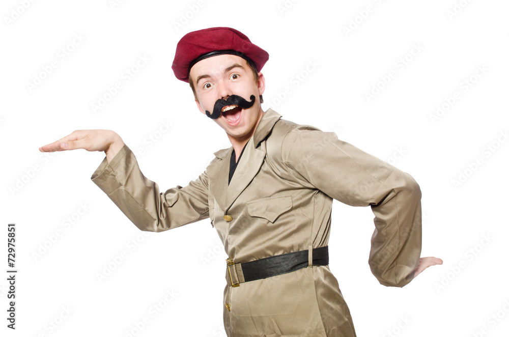 Funny soldier in military concept Funny soldier in military concept