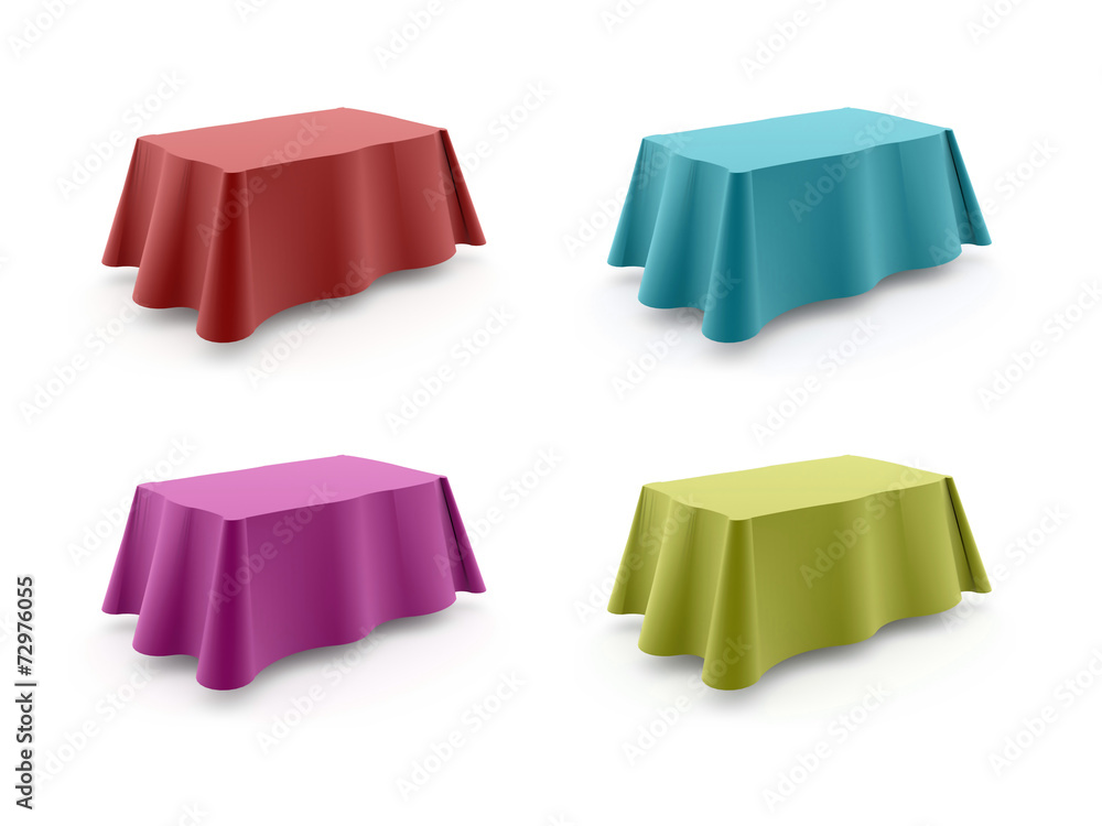 Four colored tables isolated on white