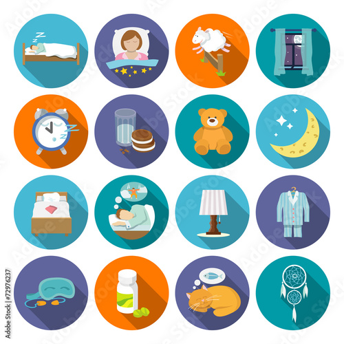 Sleep time icons flat