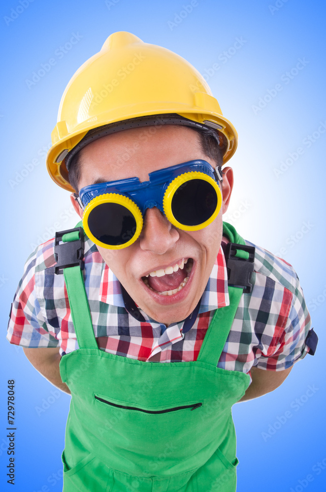Funny construction worker isolated on white Funny construction worker isolated on white