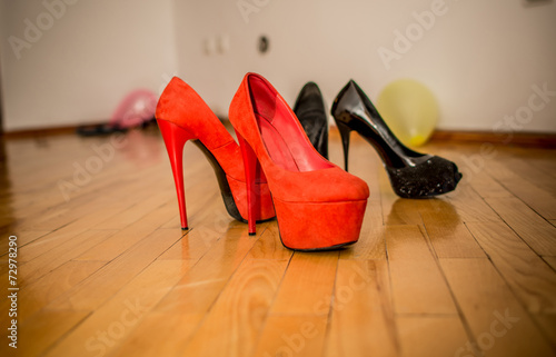 High heel on the floor, black and red