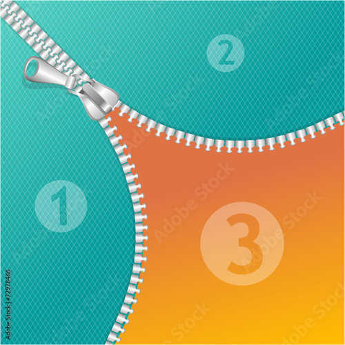 Vector realistic zippers banner 1 2 3 concept