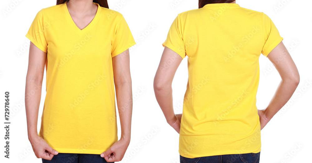 blank t-shiet set (front, back) with female