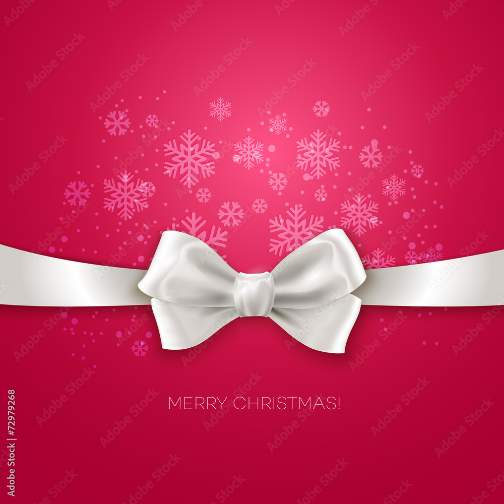 Pink Christmas background ribbon with white silk bow Pink Christmas background ribbon with white silk bow