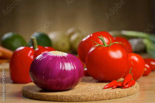 Fresh vegetables on a wooden board