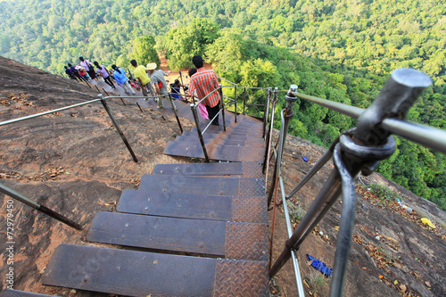 Climbing through Boulder Gardens at Sigiriya Rock, Sri Lanka photo