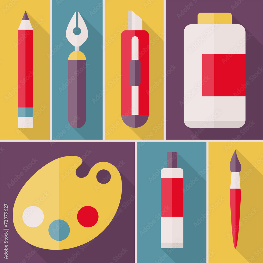 Set of flat icons for painting Set of flat icons for painting