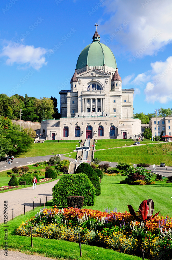 View to Saint Joseph oratory on Mount royal in Montreal. Canada.