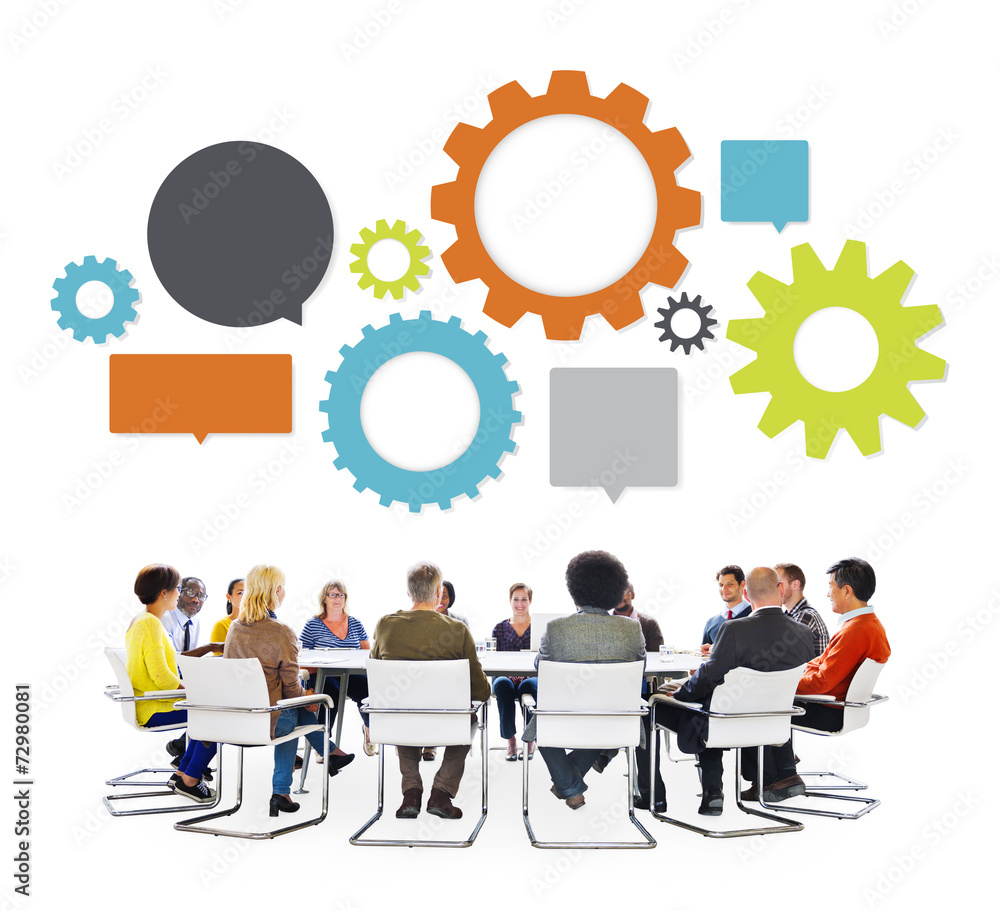 Teamwork of Multiethnic People in a Meeting