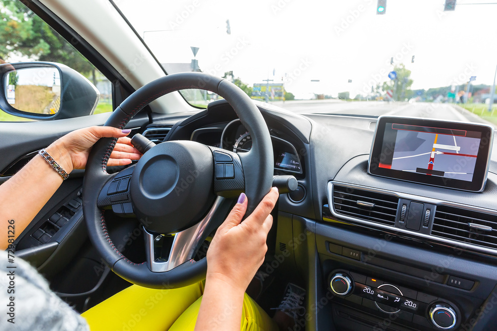 Driving a car with navigation device