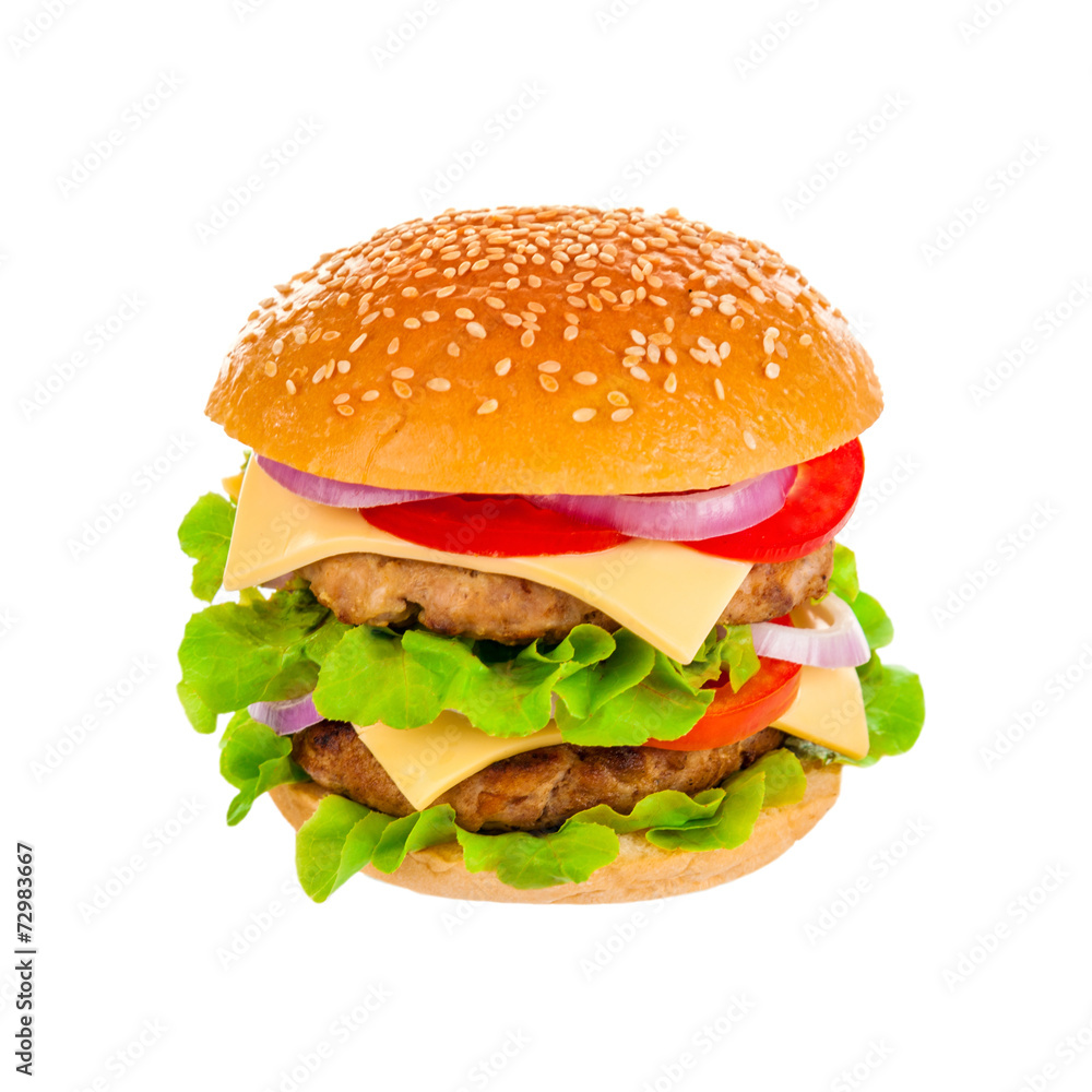 Cola and Big hamburger on white background Cola and Big hamburger on white background