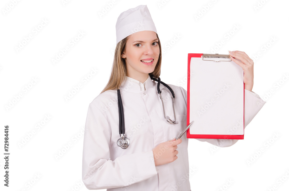Woman doctor isolated on the white Woman doctor isolated on the white