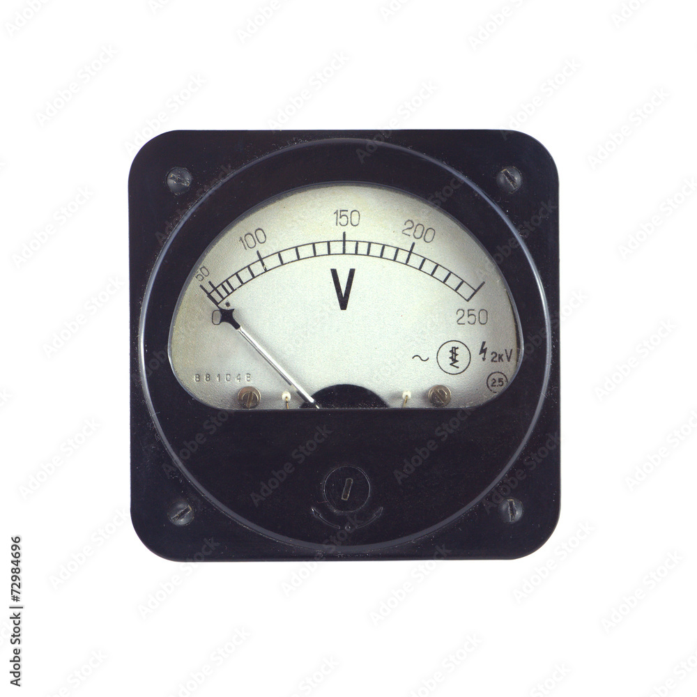 Old unplugged voltmeter isolated on white Old unplugged voltmeter isolated on white