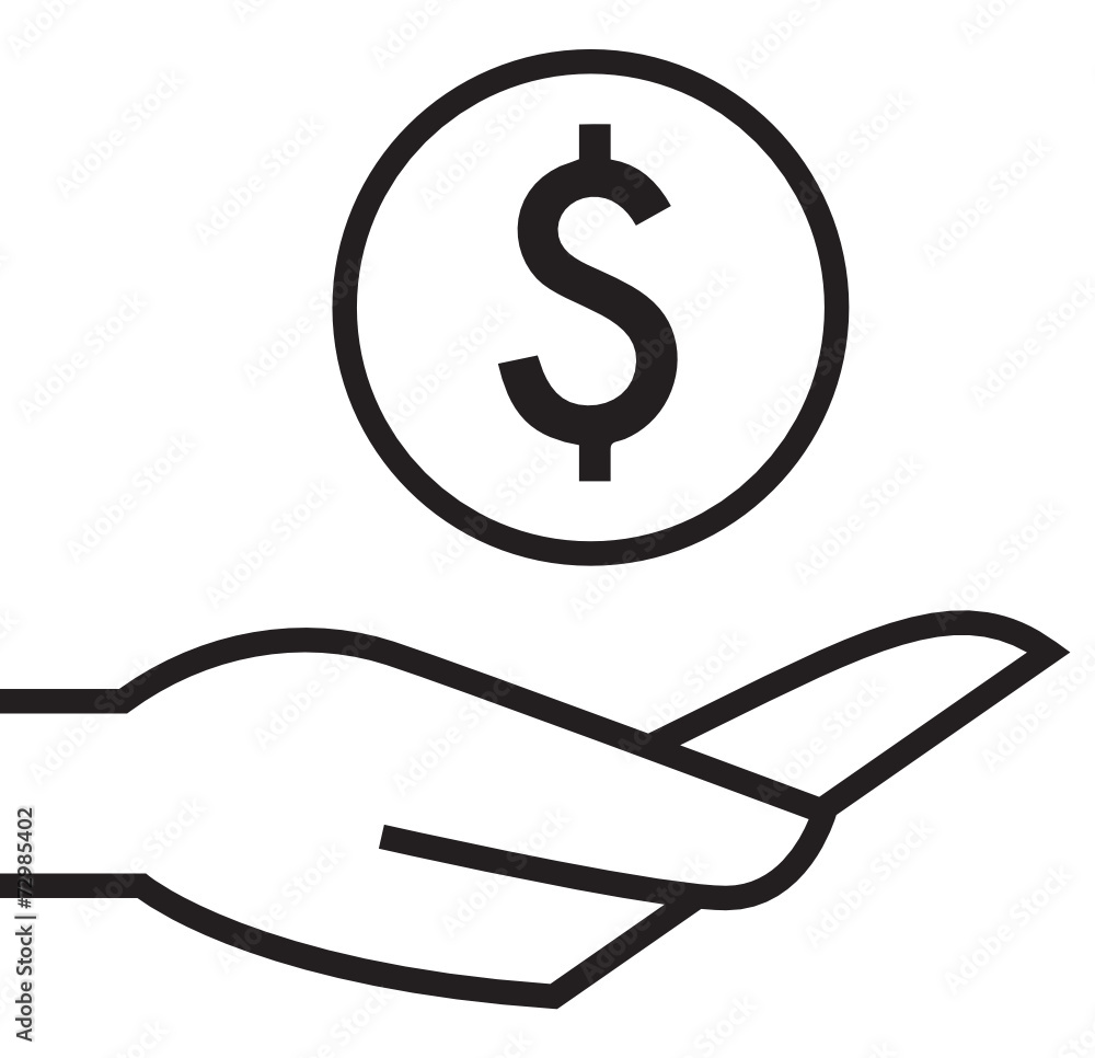 Coin on hand icon Coin on hand icon