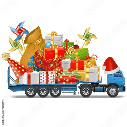 Vector Trailer with Christmas Gifts