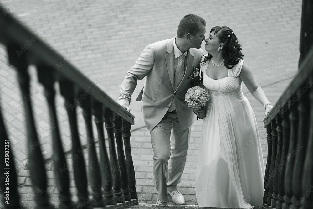 Naklejka premium wedding photo monochrome black and white
