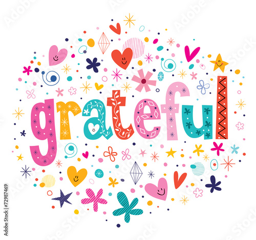 grateful typography lettering decorative text card design