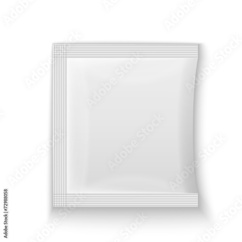 Blank white plastic sachet for medicine, condoms