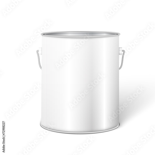 White Tall Tub Paint Bucket Container With Metal Handle.