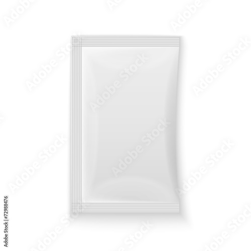 Blank white plastic sachet for medicine, condoms