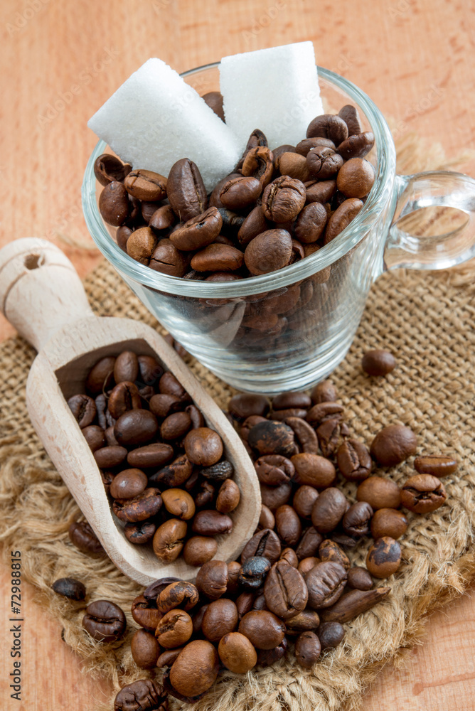 Fototapeta premium Cube sugar and coffee