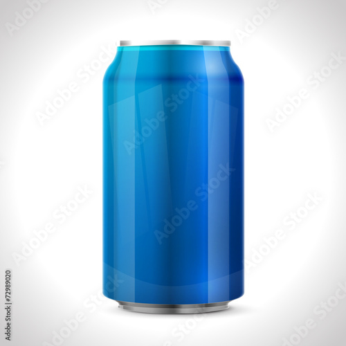 Blue aluminum can