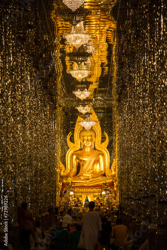 The Golden seated presiding Buddha in Church,wat Thasung  in Uth